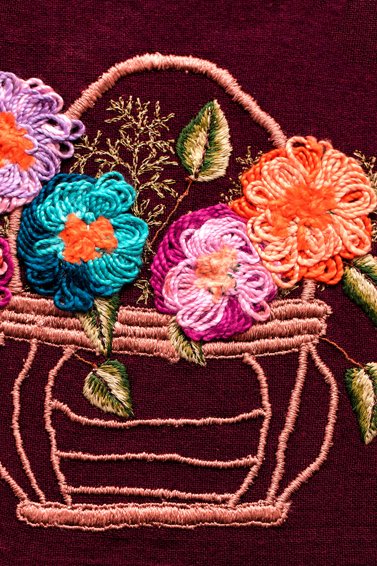 Puffy textured embroidery ideas flowers