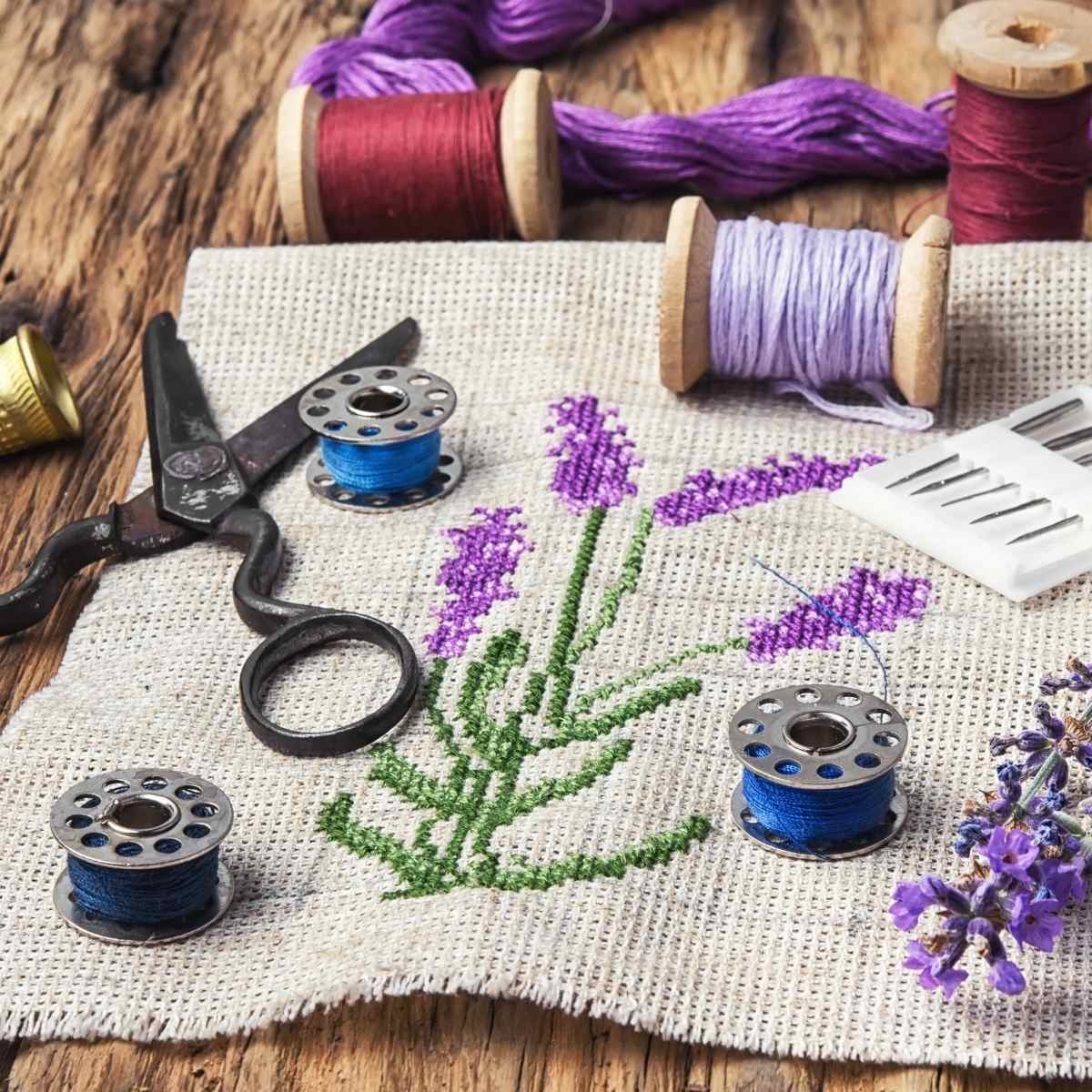 Lavender clothing embroidery