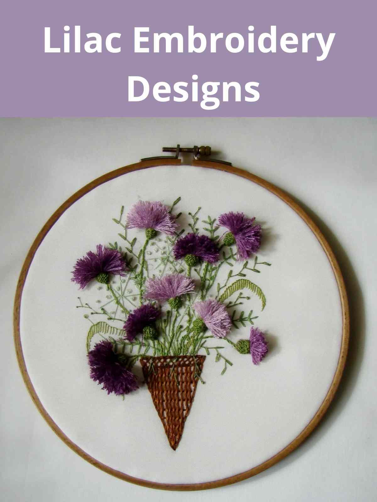 Lilac hoop cross stitch designs