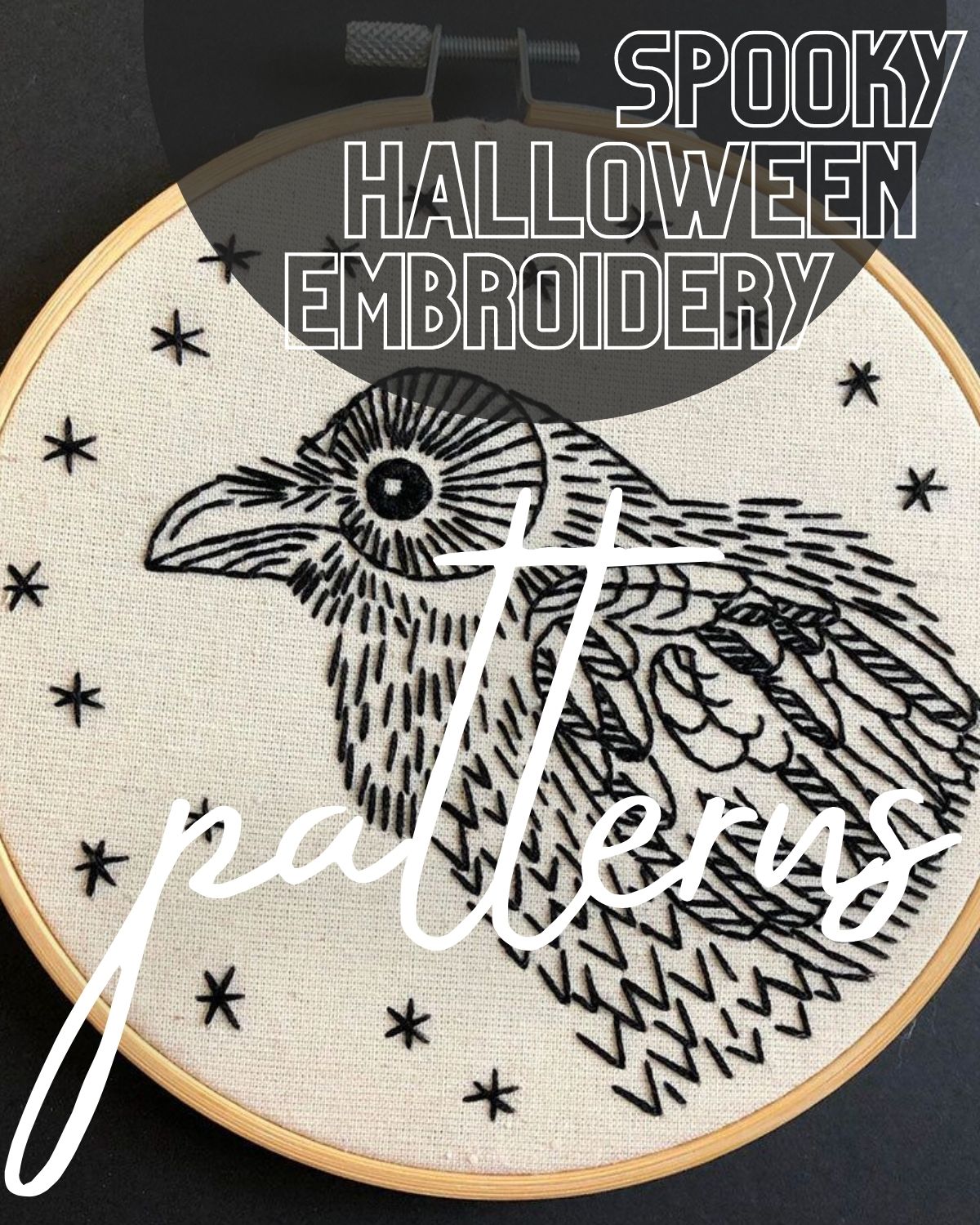 Creepy crow embroidery