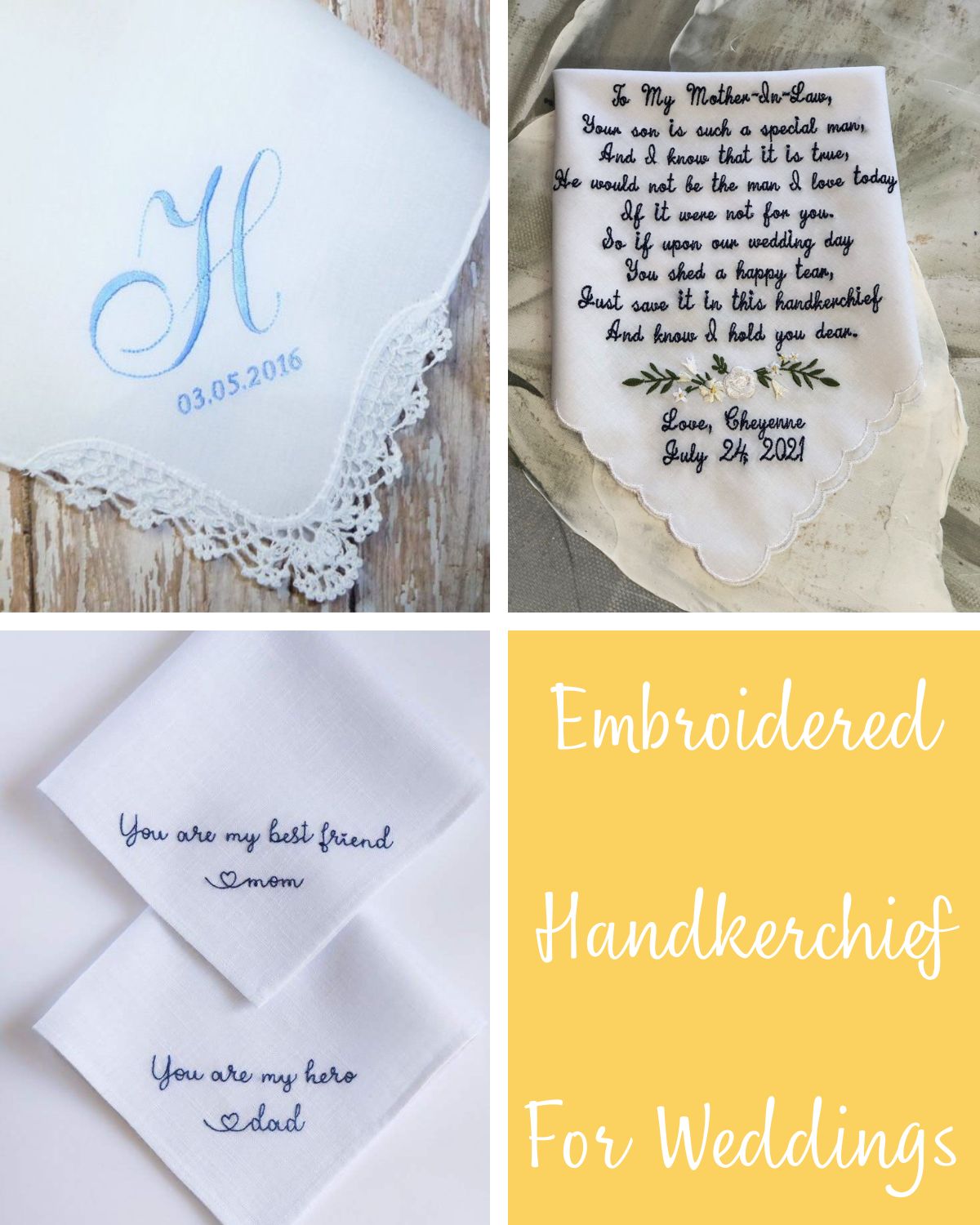 Three wedding handkerchiefs 