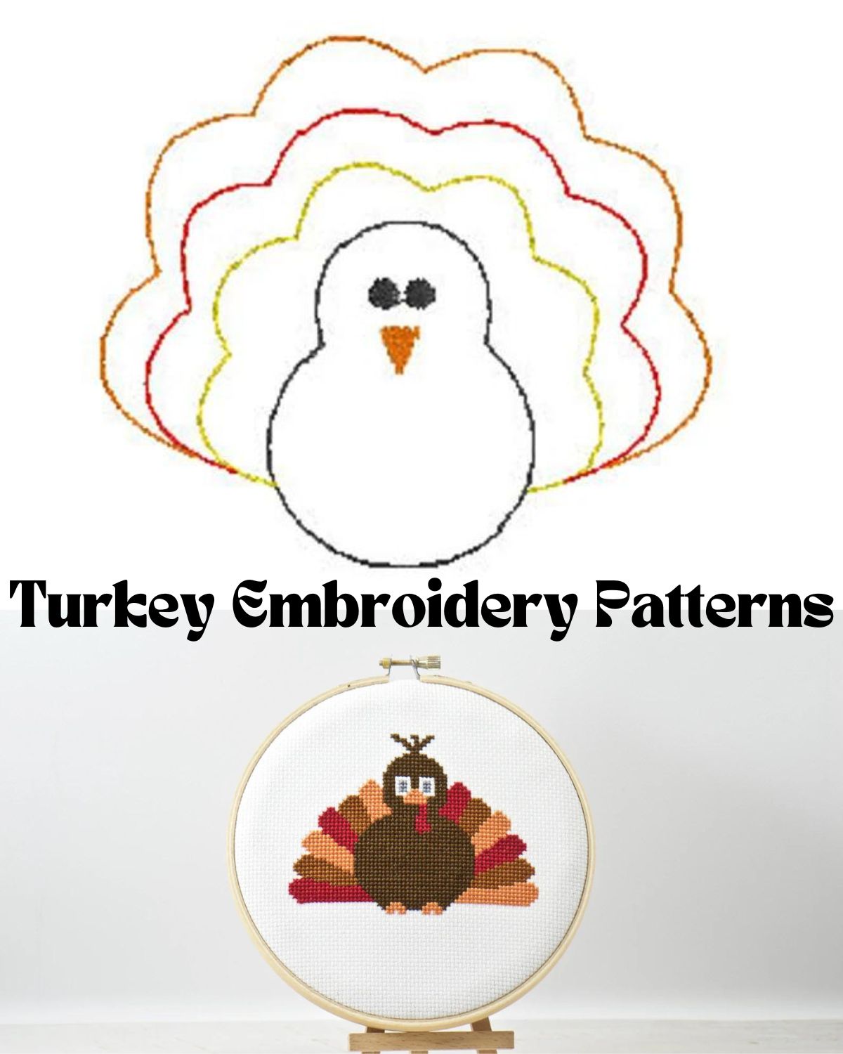 Two turkey embroidery pieces