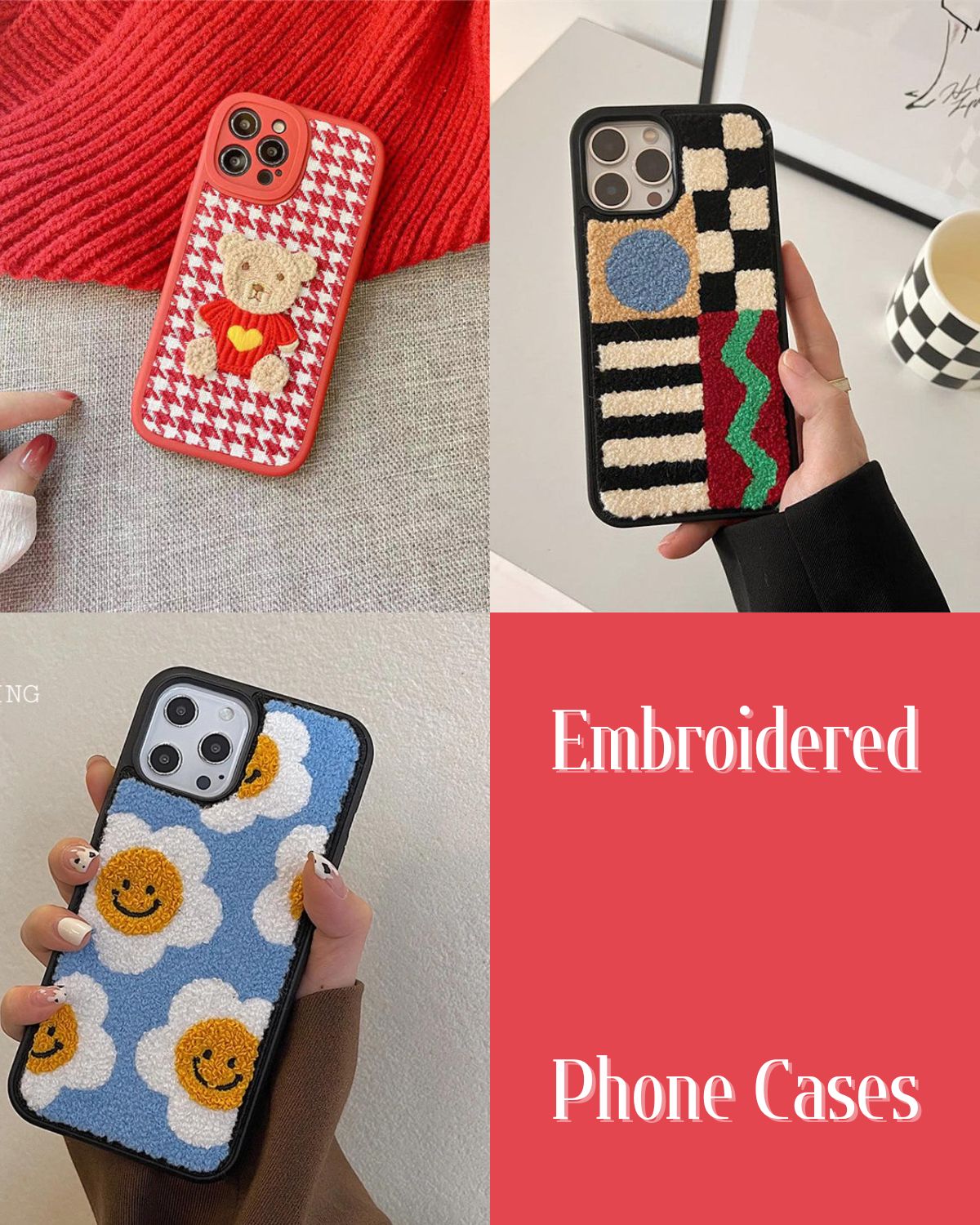 Embroidered phone cases