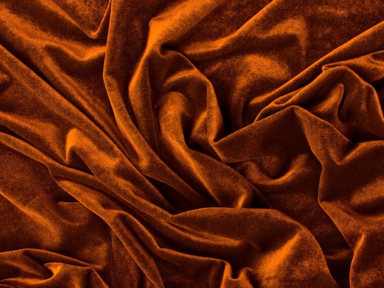 Orange velvet fabric