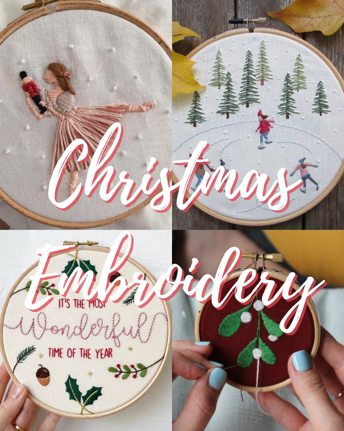 Four pieces of embroidery about Christmas 