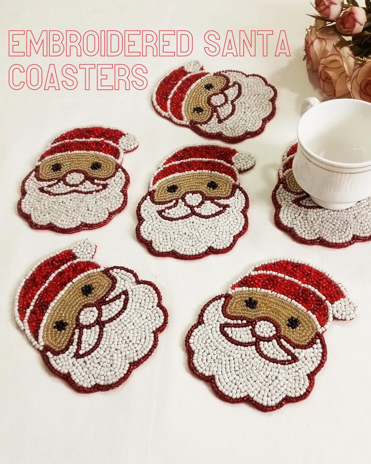 Beaded Santa coasters 