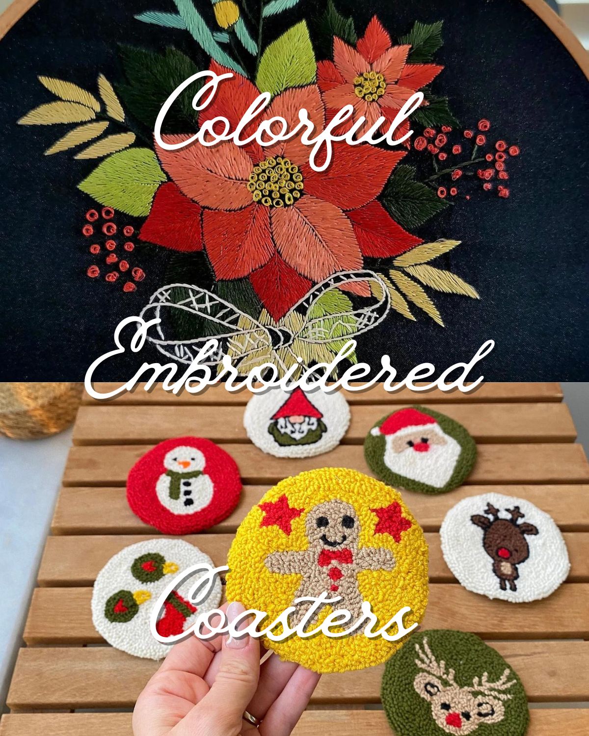 Colorful Christmas embroidery 