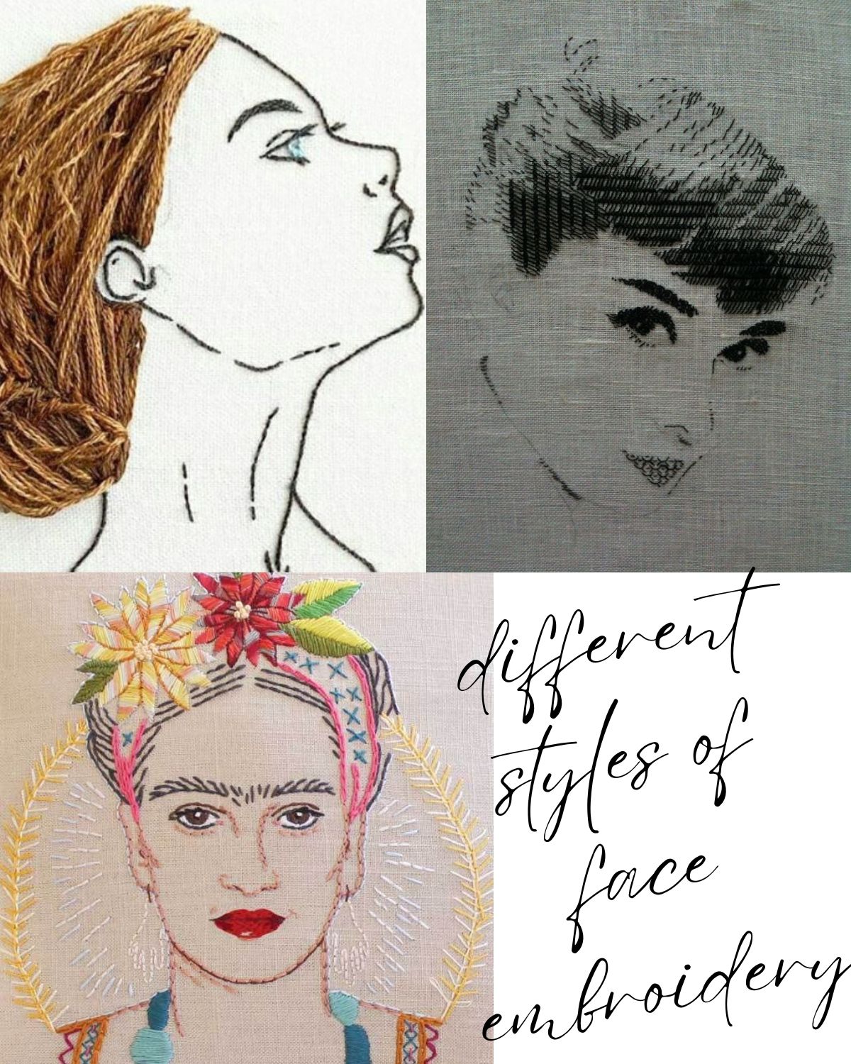 Different styles of embroidering portraits 