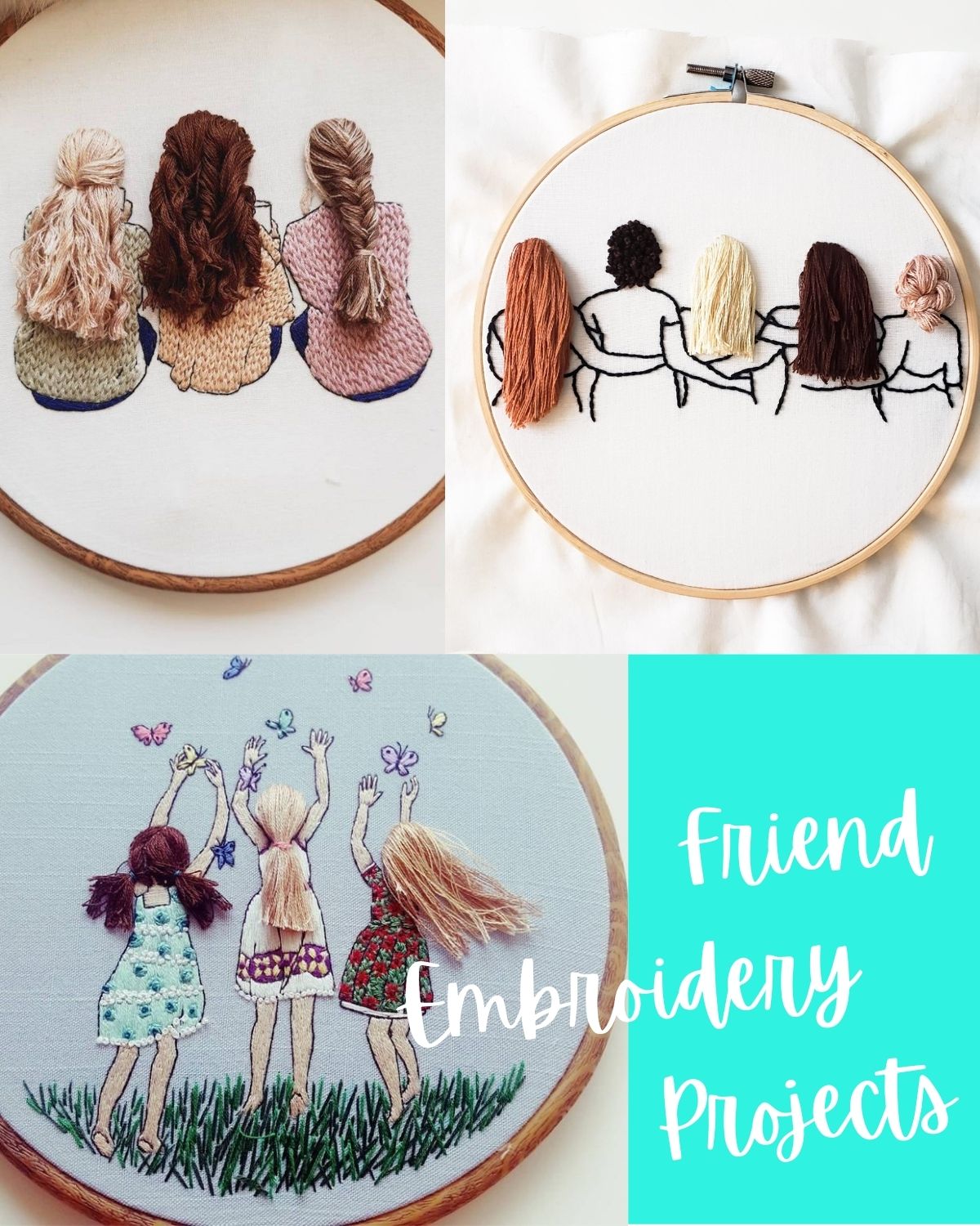 Embroidery pieces with girls 