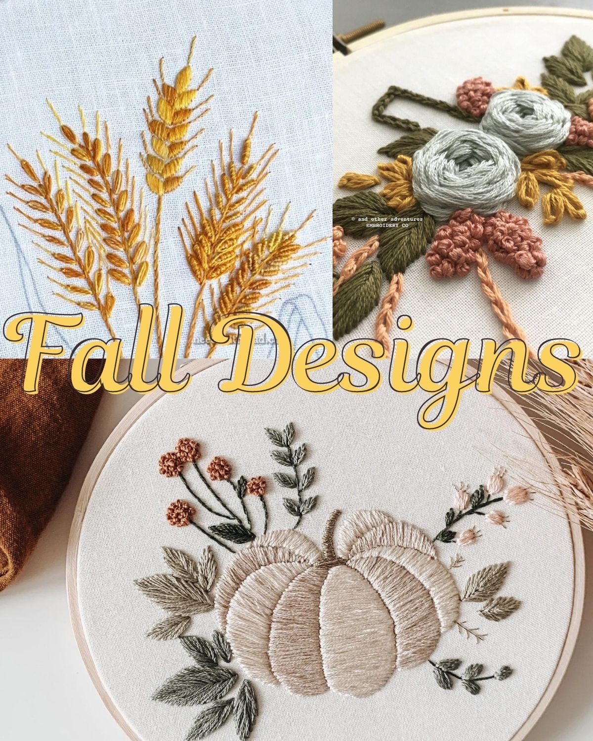 Embroidered wheat and pumpkins