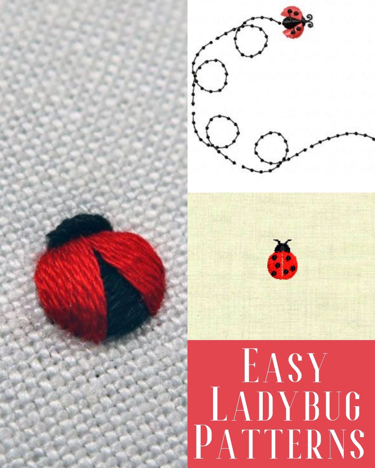 Easy embroidery designs with bugs