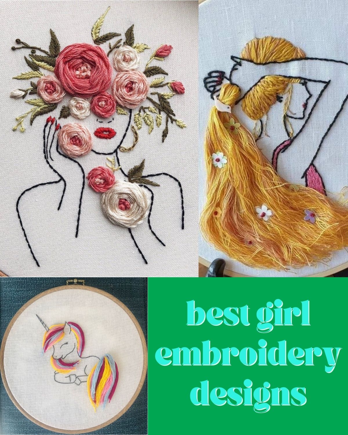 Three girly embroidery patterns
