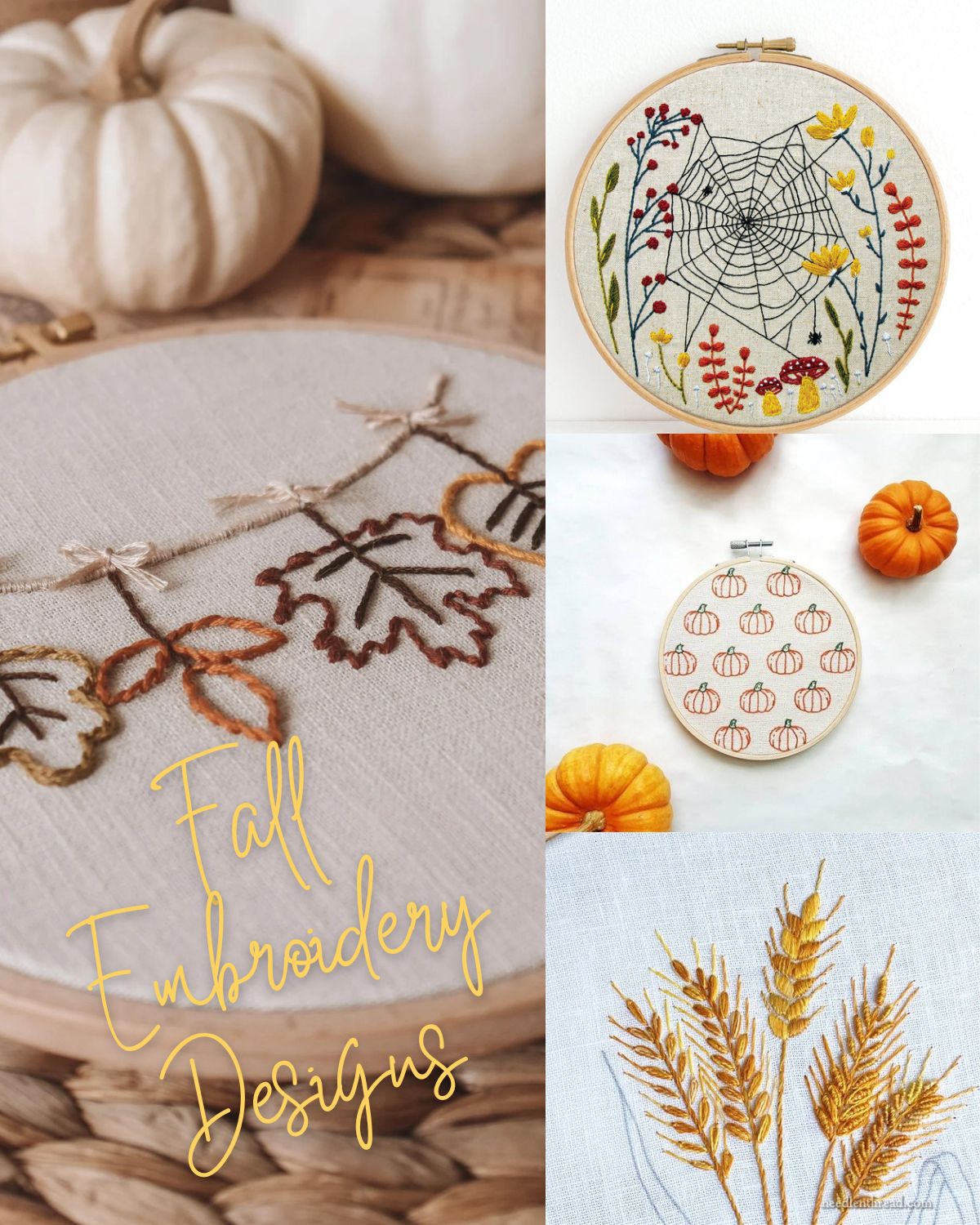 Four fall embroidery patterns 